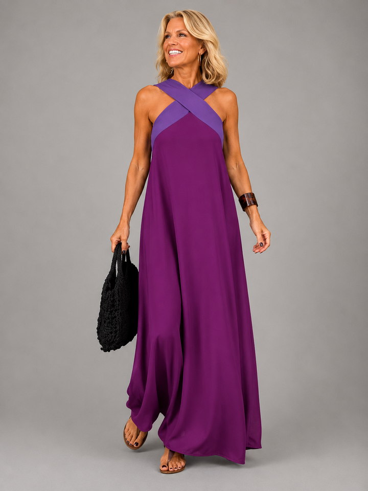Velora™ | Elegant Cross-Design Maxi Dress