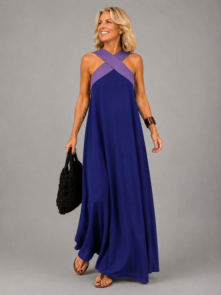 Velora™ | Elegant Cross-Design Maxi Dress