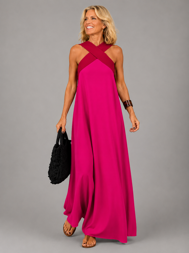 Velora™ | Elegant Cross-Design Maxi Dress