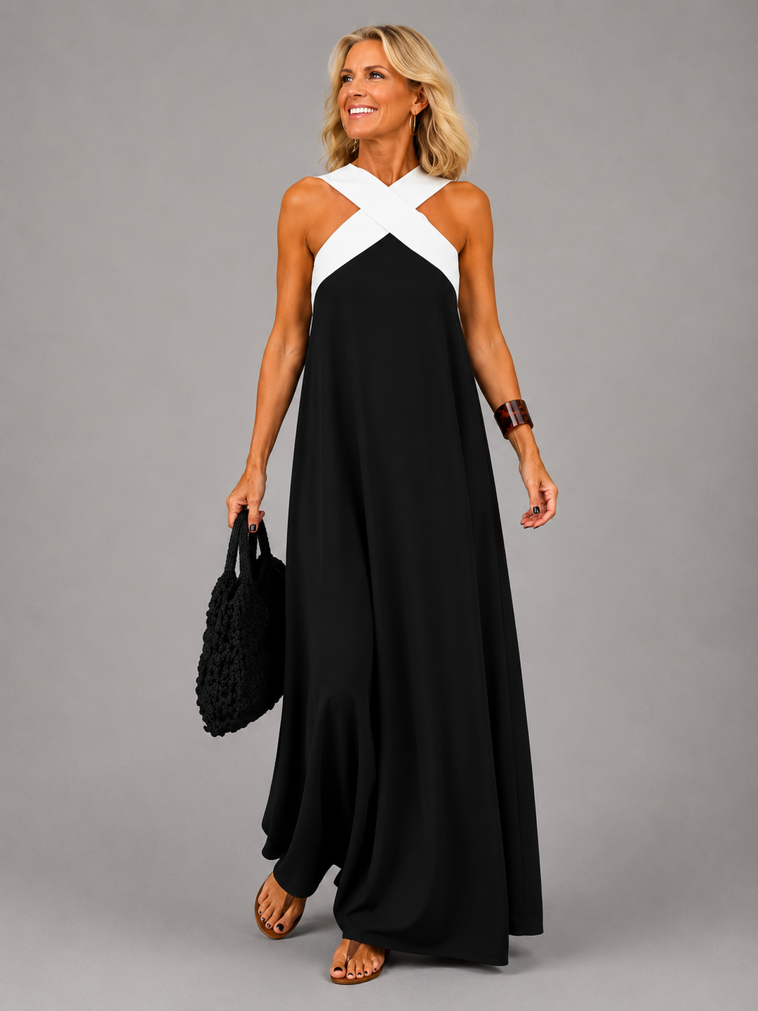 Velora™ | Elegant Cross-Design Maxi Dress