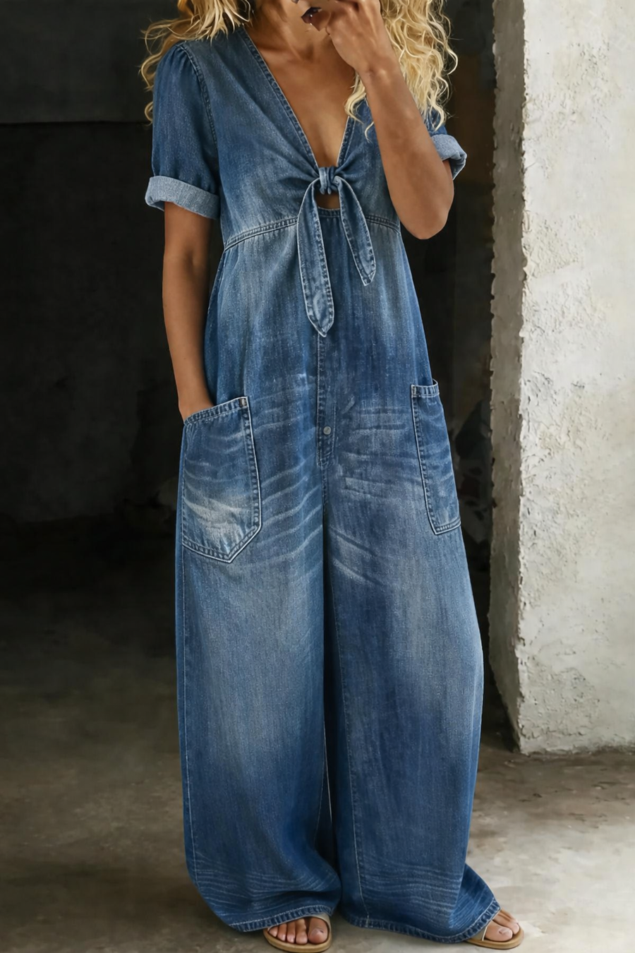 Maya | V-Neck Short Sleeve Jumpsuit