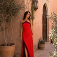 Long halter dress with slit