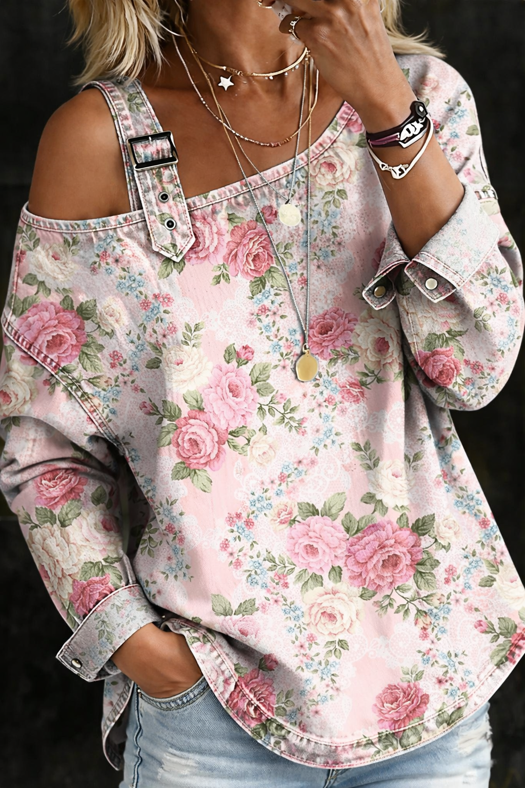 Floral-Embellished Denim Dress from Brooklyn
