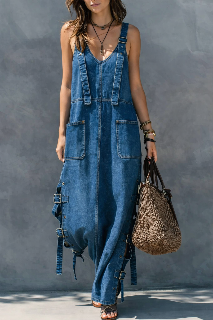 Harper | Flexible Waist Denim Jumpsuit