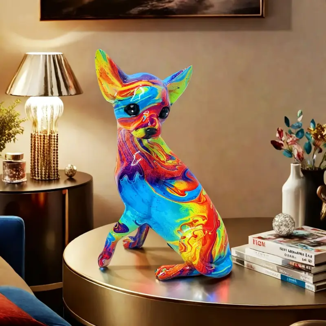 Vibrant Chihuahua-Inspired Resin Table Lamp