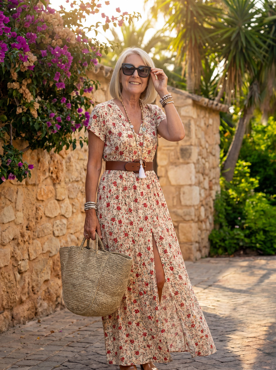 Joselin™ – Elegant Bohemian Maxi Dress with Belt