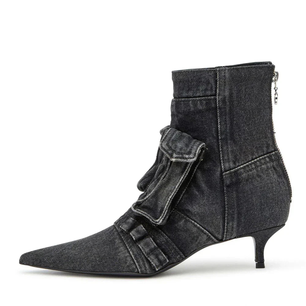 Vega - Premium Denim Cargo Ankle Boots