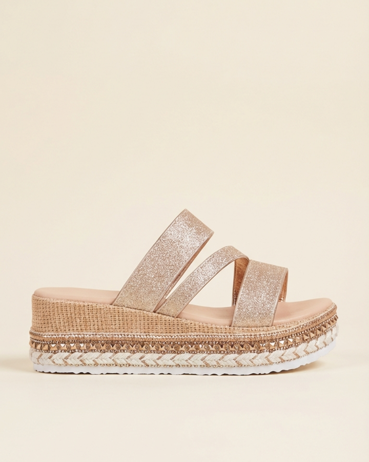 Sabela - Chic Gold Wedge Sandals