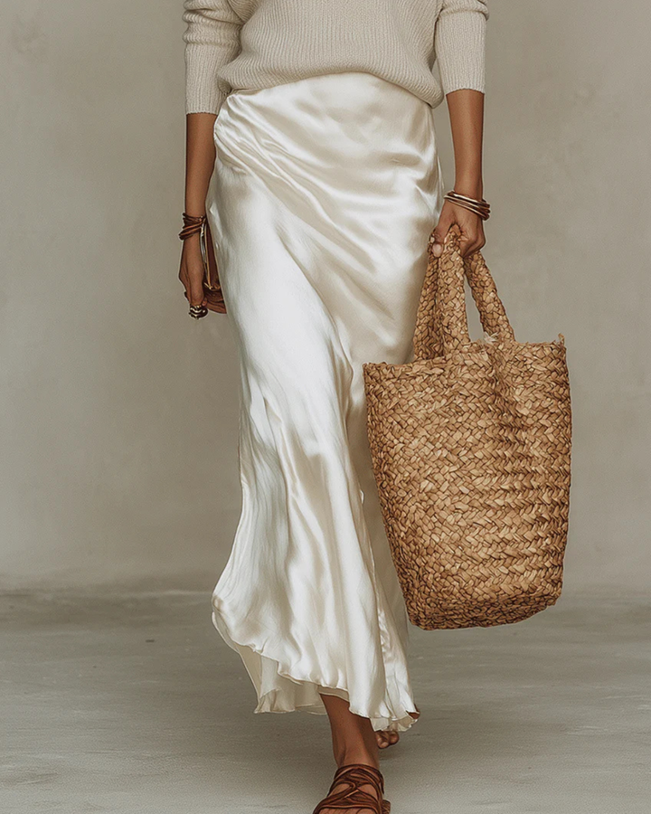 Elena | Satin Midi Dress with Matching Sweater