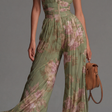 Inés | Floral Chiffon Jumpsuit with Pleated Design