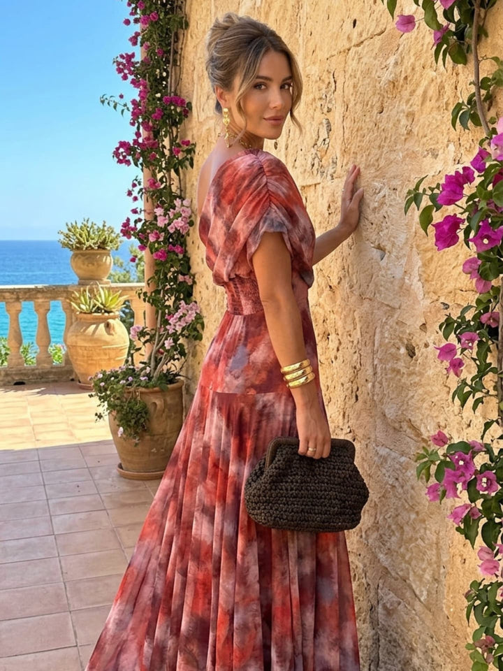 Watercolour Off-Shoulder Long Dress