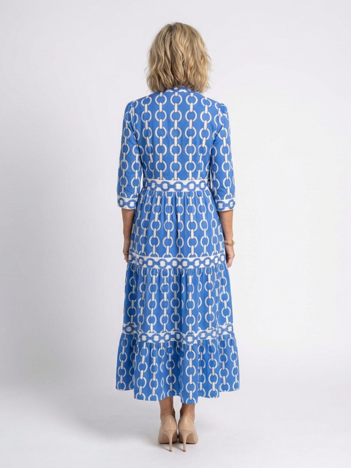 Ysolde | 3/4 Sleeve Midi Dress with Chain Print
