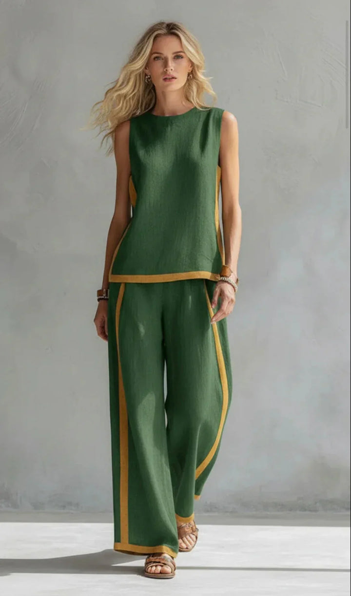 Ursula - Elegant and Casual Set of Waistcoat and Trousers with Bicolour Details
