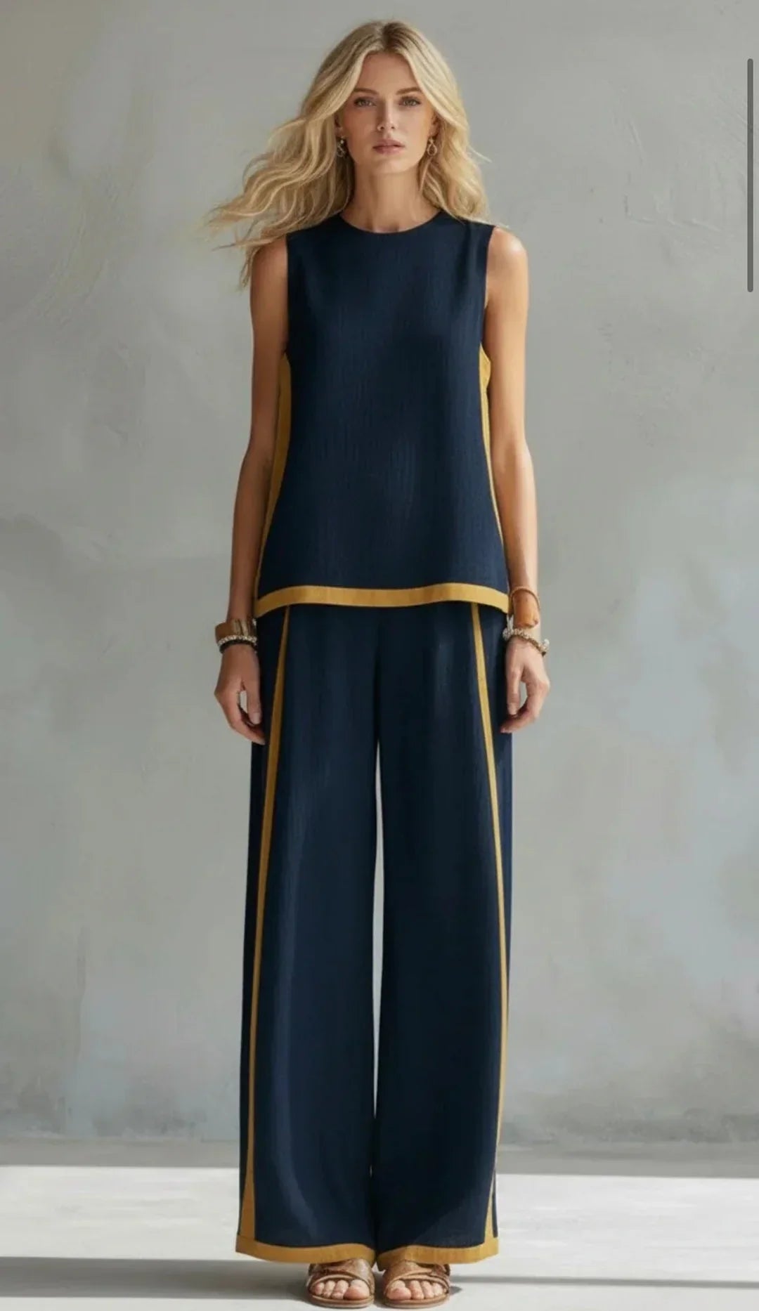 Ursula - Elegant and Casual Set of Waistcoat and Trousers with Bicolour Details