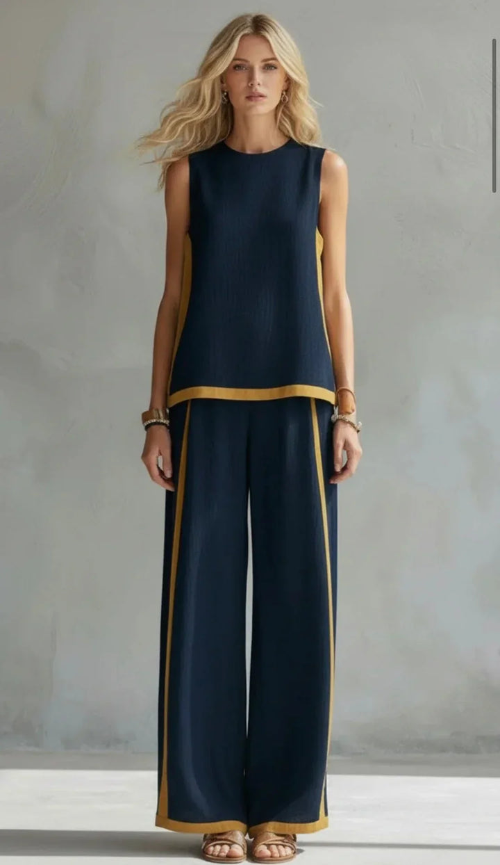 Ursula - Elegant and Casual Set of Waistcoat and Trousers with Bicolour Details