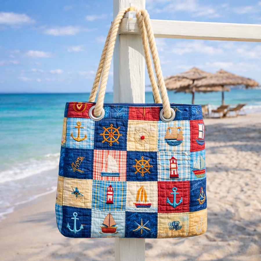 Artisan Beach Tote | Coastal Patchwork Style