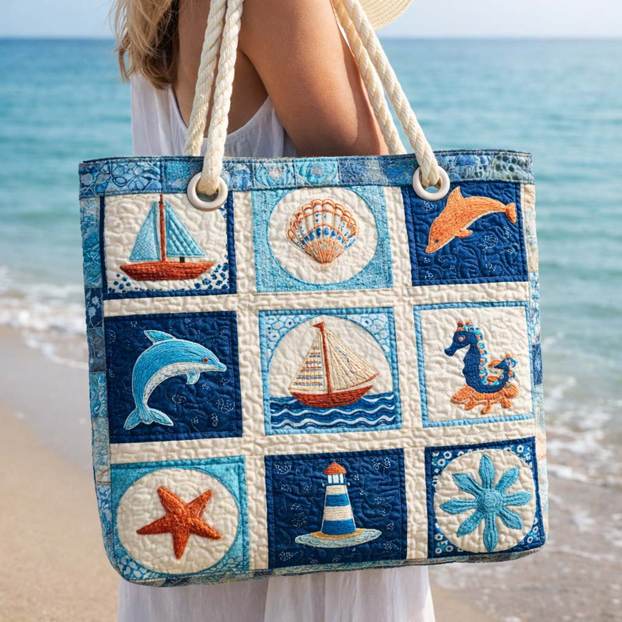 Artisan Beach Tote Featuring Ocean-Inspired Creatures