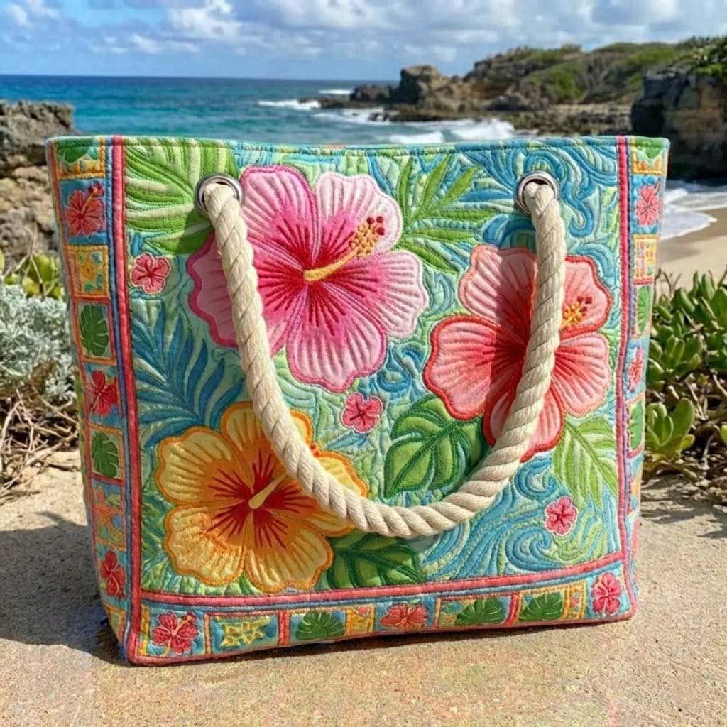Tropical Floral Handmade Beach Tote