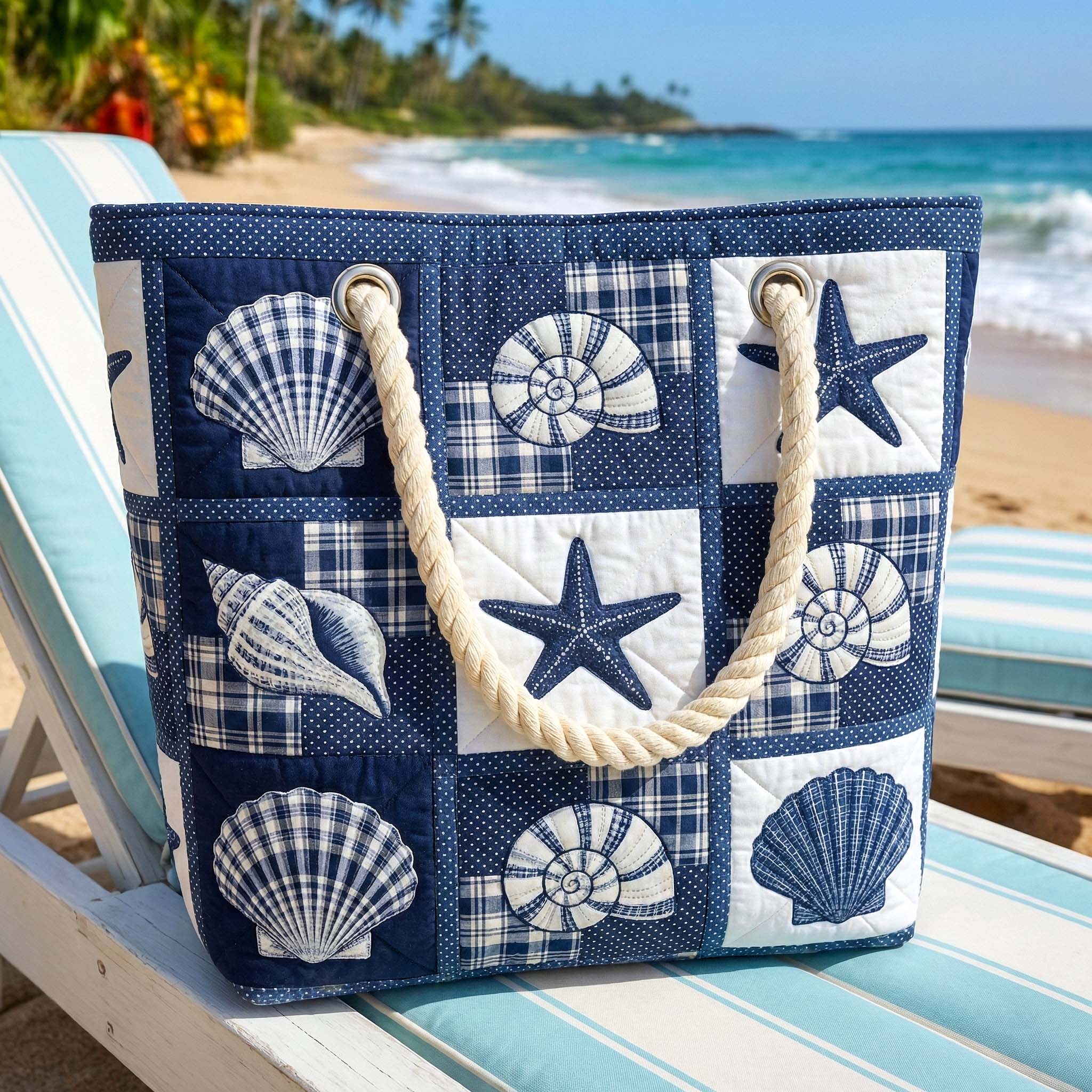 Artisan Beach Tote | Tranquil Shells Design