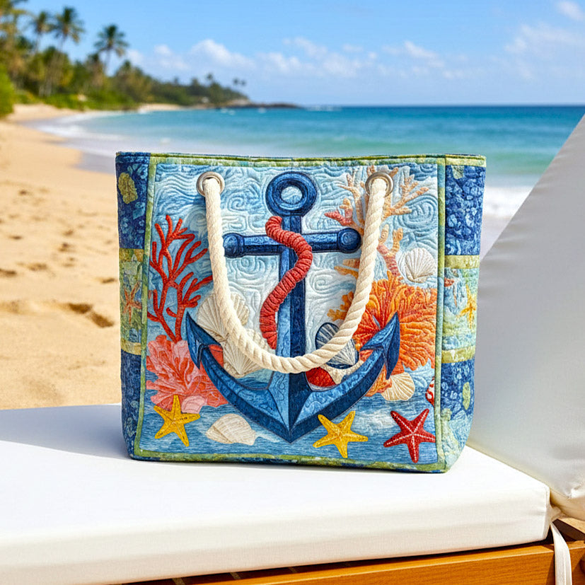 Handcrafted Beach Tote | Nautical Anchor Motif