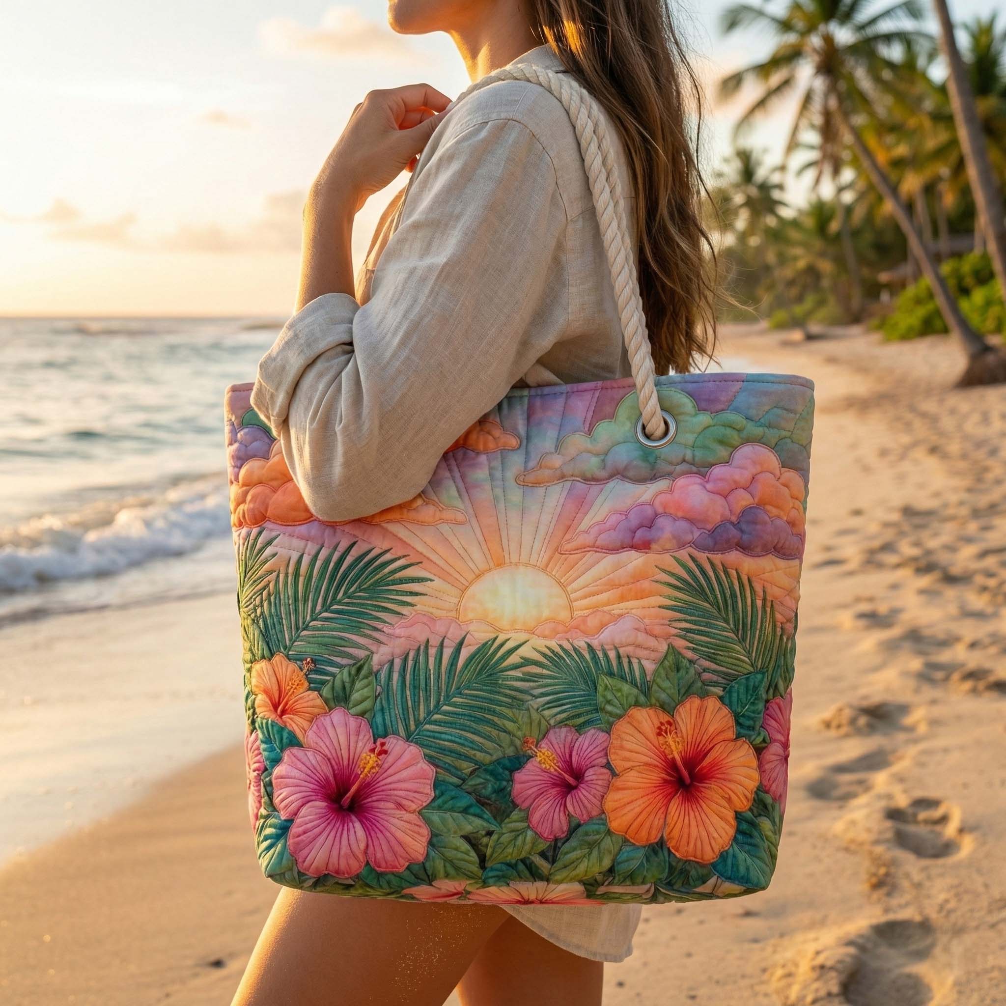 Handcrafted Tropical Amanecer Beach Tote