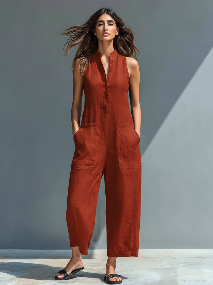 Vittoria | Sleek Black Linen Jumpsuit