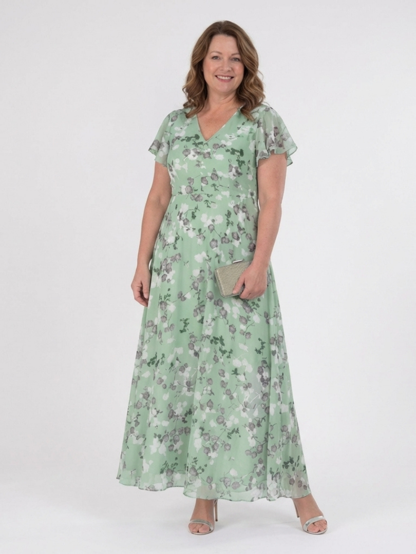 Ismeria | Elegant Floral Chiffon Maxi Dress