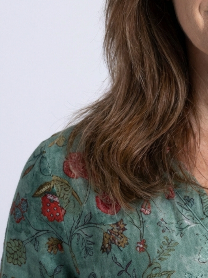 Marina | Floral V-Neck Maxi Dress with 3/4 Sleeves