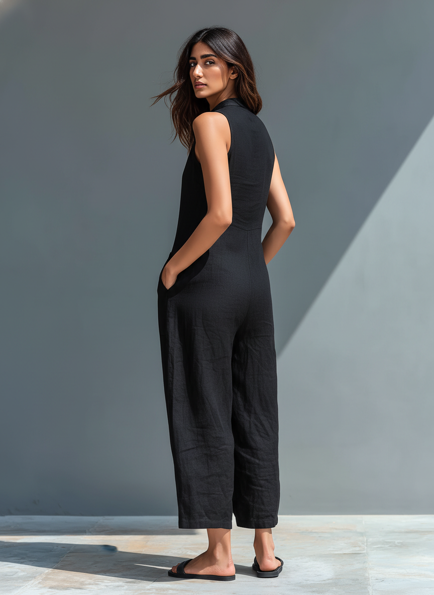 Brisa | Casual Sleeveless Jumpsuit with Front Button Detail
