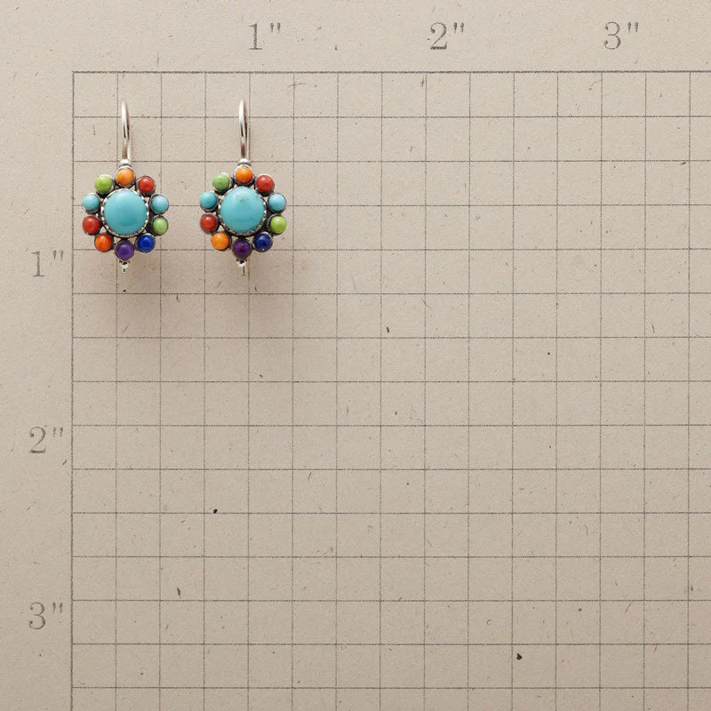 Multi-Colored Turquoise Hoop Earrings