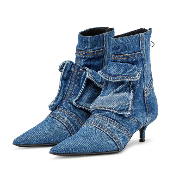 Vega - Premium Denim Cargo Ankle Boots