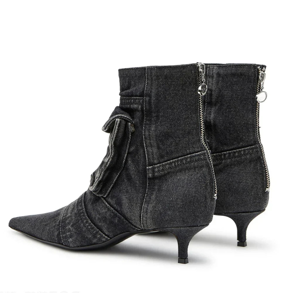 Vega - Premium Denim Cargo Ankle Boots