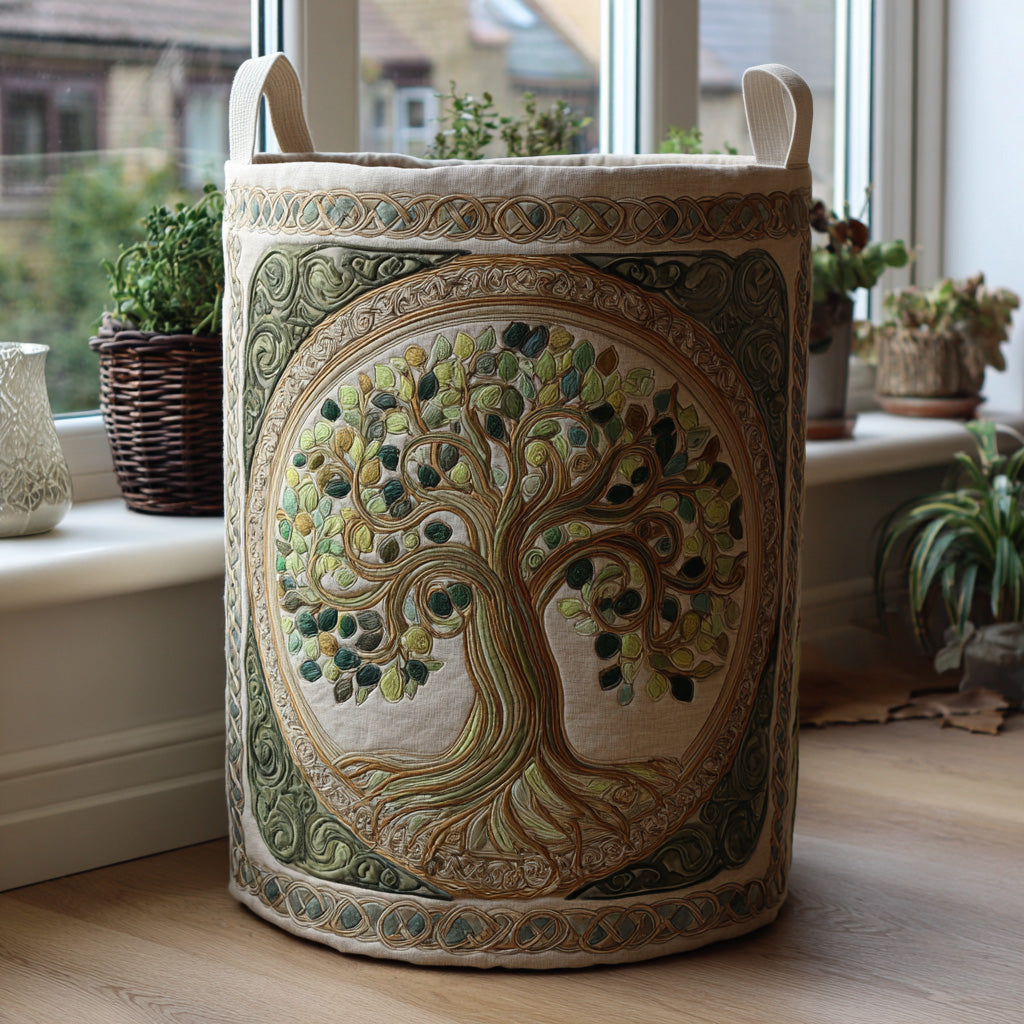 Handcrafted Laundry Basket - Tree of Life Design