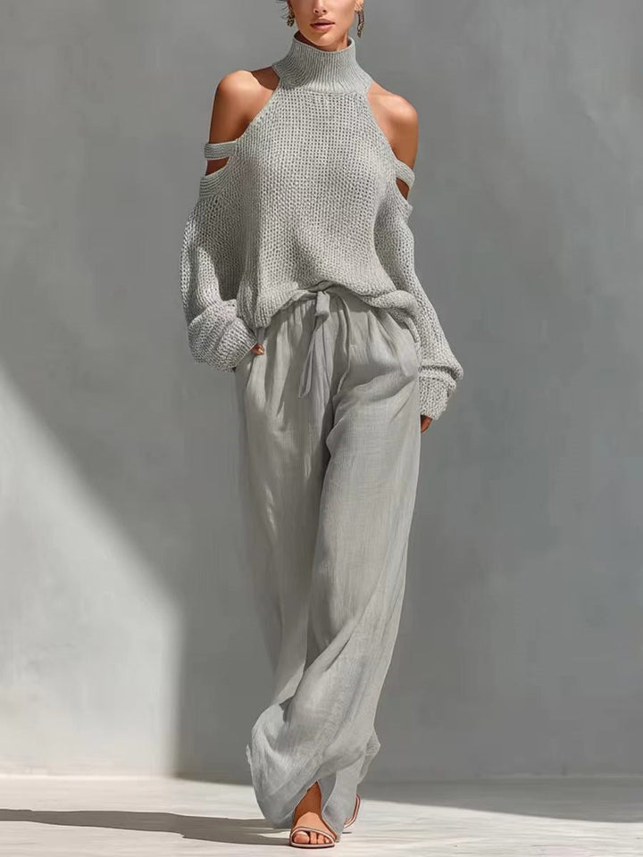 Elegant Knit and Linen Set