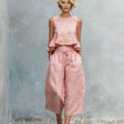 Women's two-piece outfit with ruffled hem