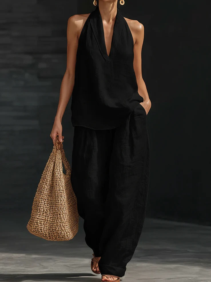 Sleeveless Zoë™ Set with Wide Trousers
