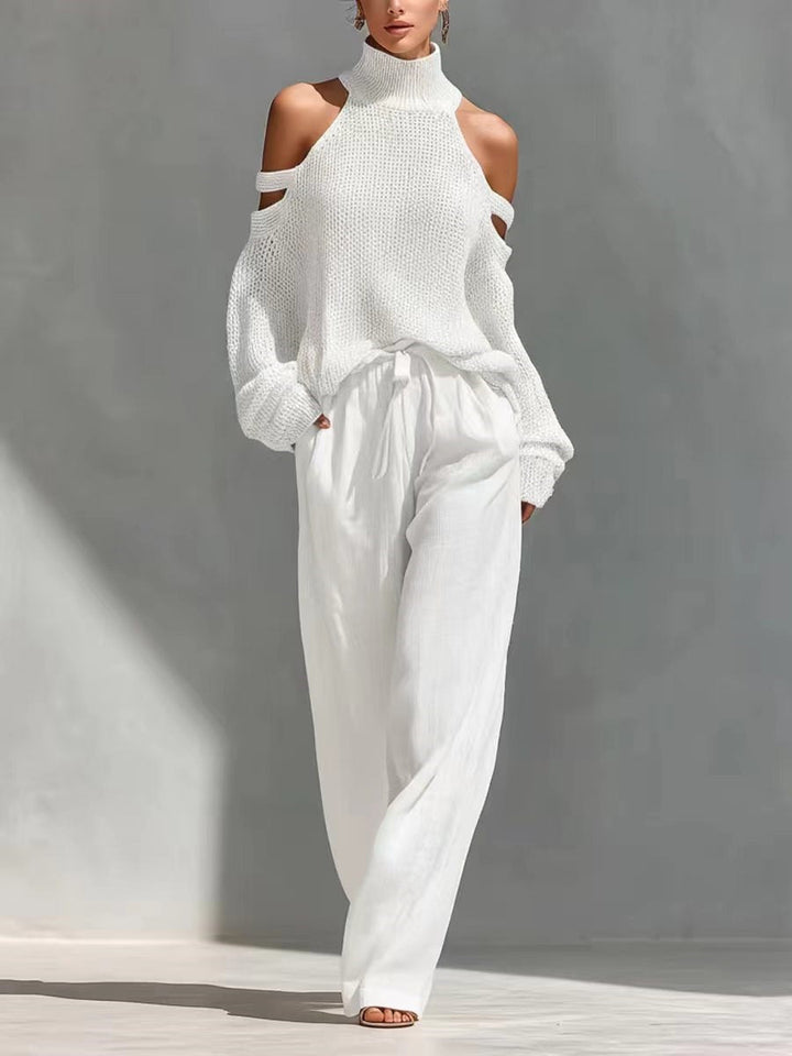 Elegant Knit and Linen Set
