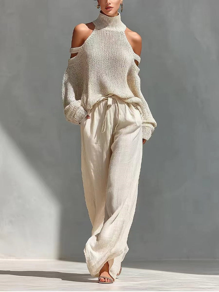 Elegant Knit and Linen Set
