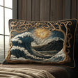 Quilted Cushion Cover with Ocean Wave Pattern