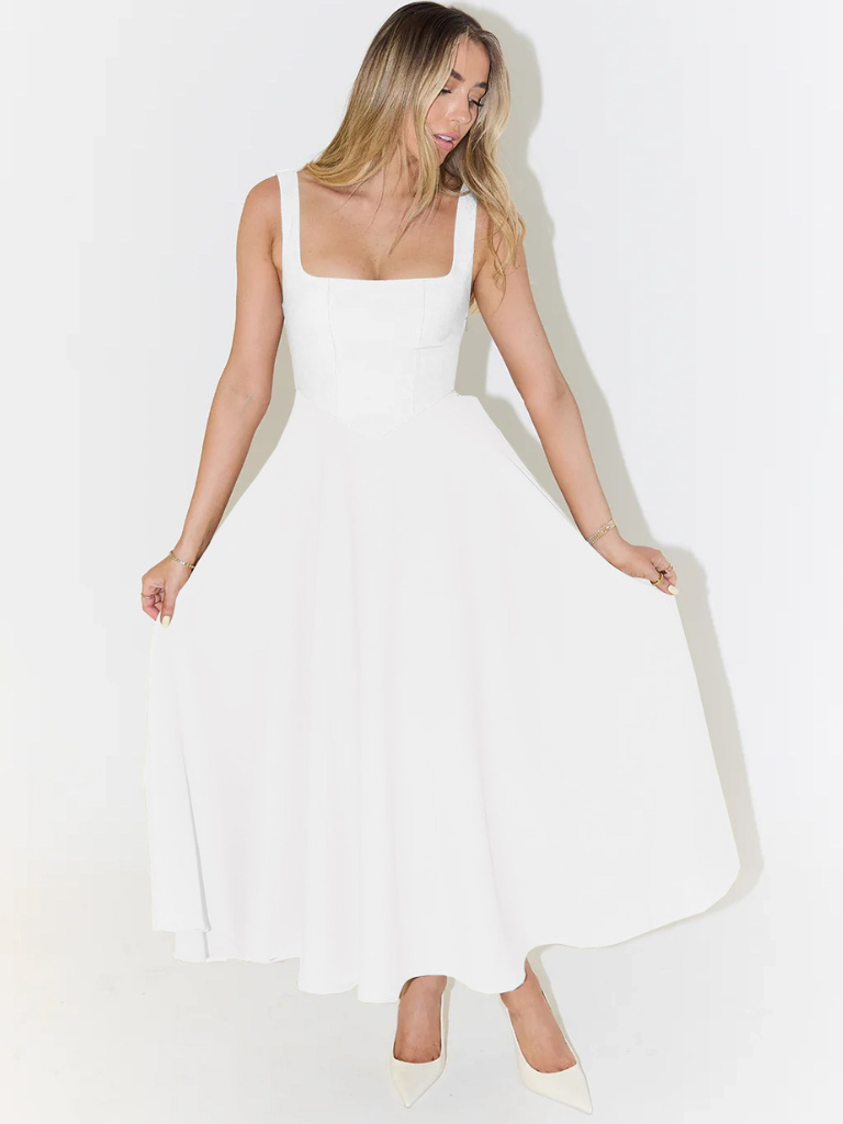Grace | Elegant Midi Dress with Square Neckline