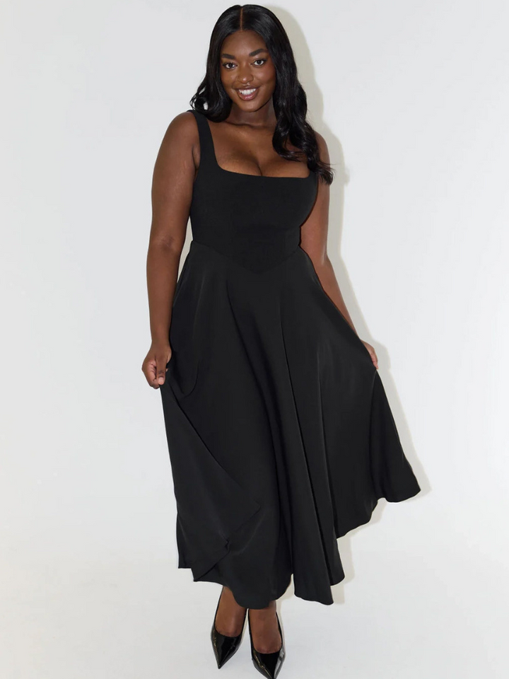 Grace | Elegant Midi Dress with Square Neckline