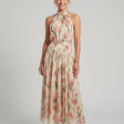 Aurelle | Floral Midi Dress with Halter Neck