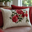 Quilted Cushion Cover with Rose Garden Design