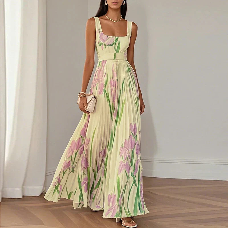 Oriah | A-Line Maxi Dress with Floral Print