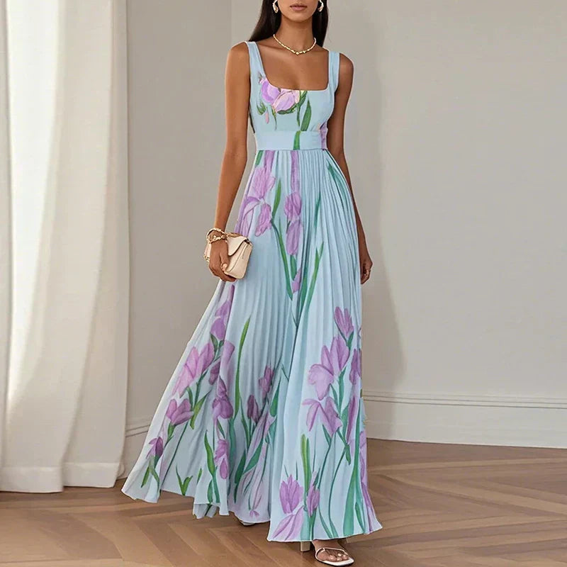 Oriah | A-Line Maxi Dress with Floral Print