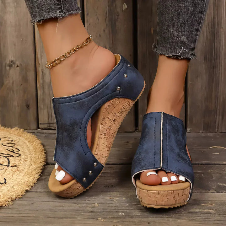 Sofia - Lumi Studded Wedge Sandals