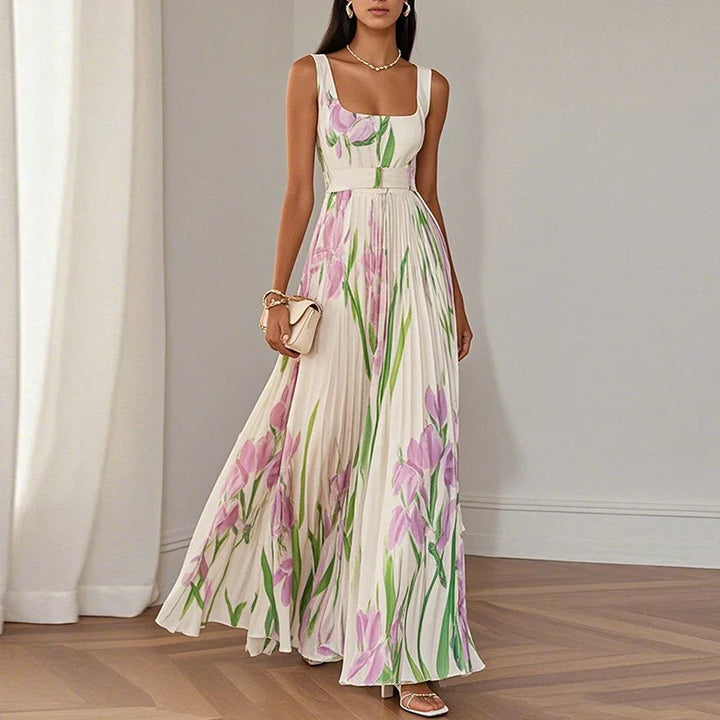 Oriah | A-Line Maxi Dress with Floral Print