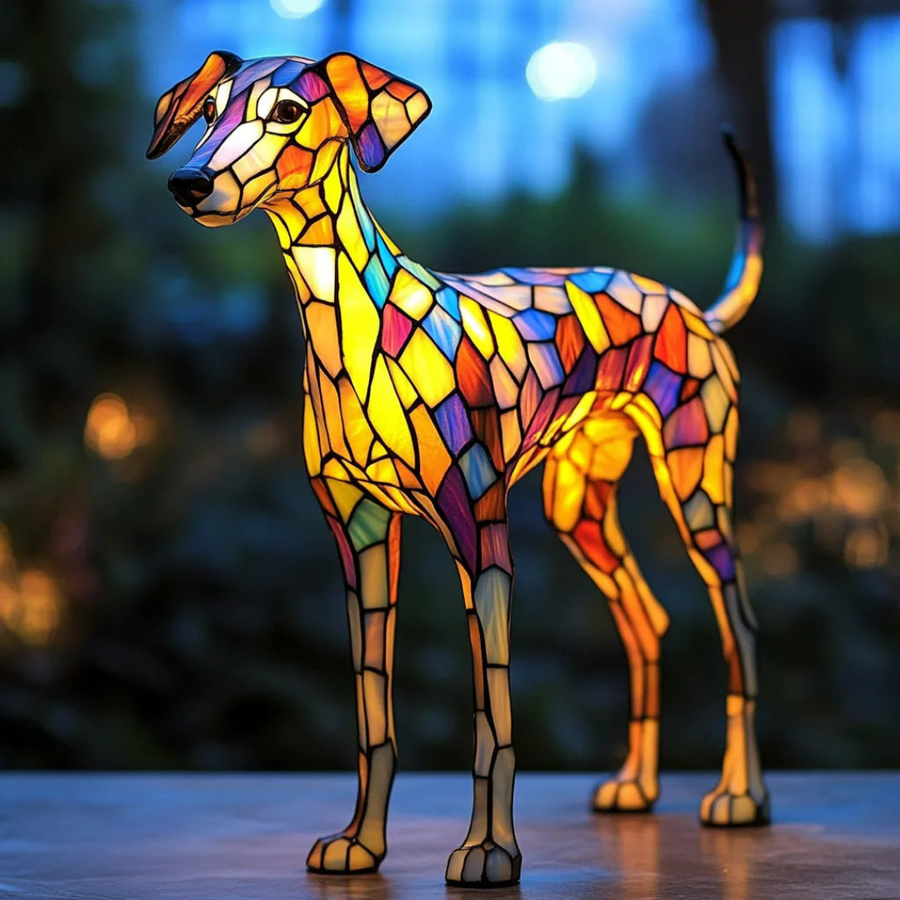 Whippet-Inspired Stained Glass Artwork