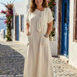 Elowyn | Round Neck Short Sleeve Pocket Maxi Dress