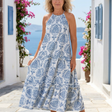 Isadora | Sleeveless High Neck Tiered Midi Dress